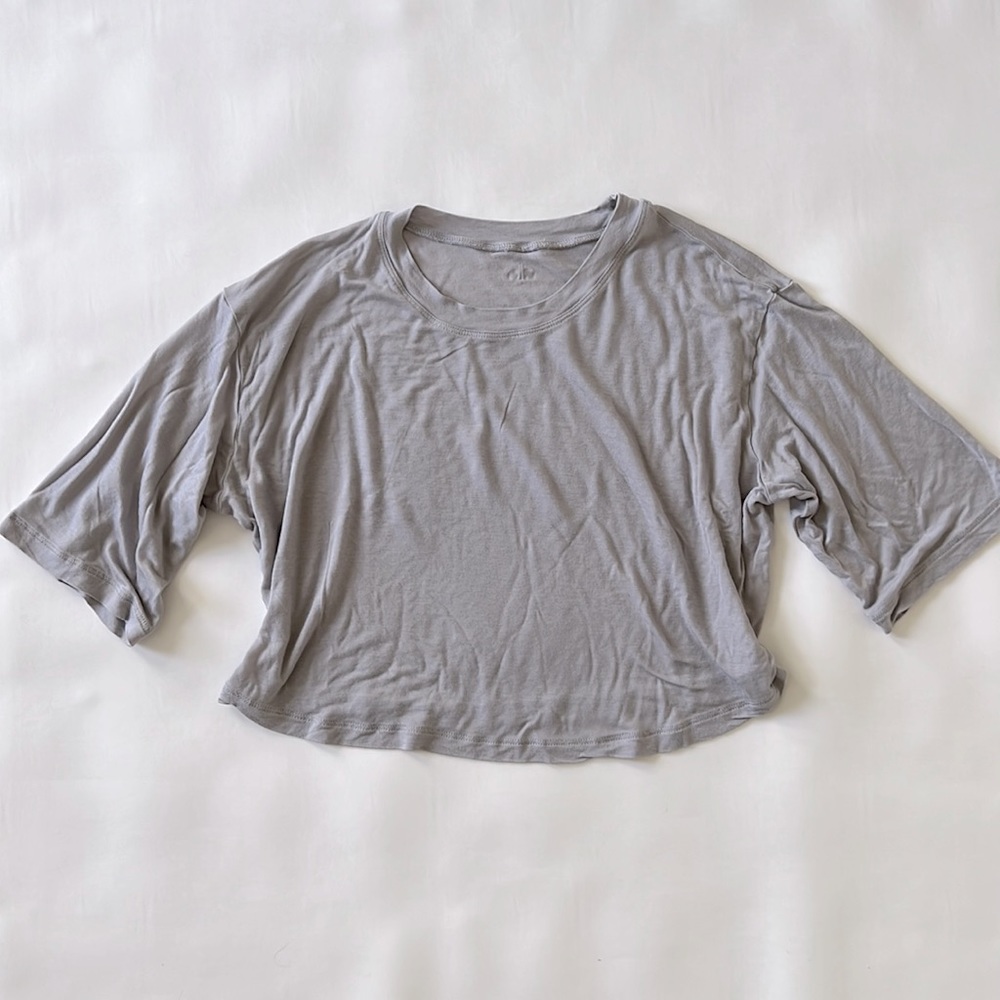 ALO  Light Gray Crop Top T-shirt